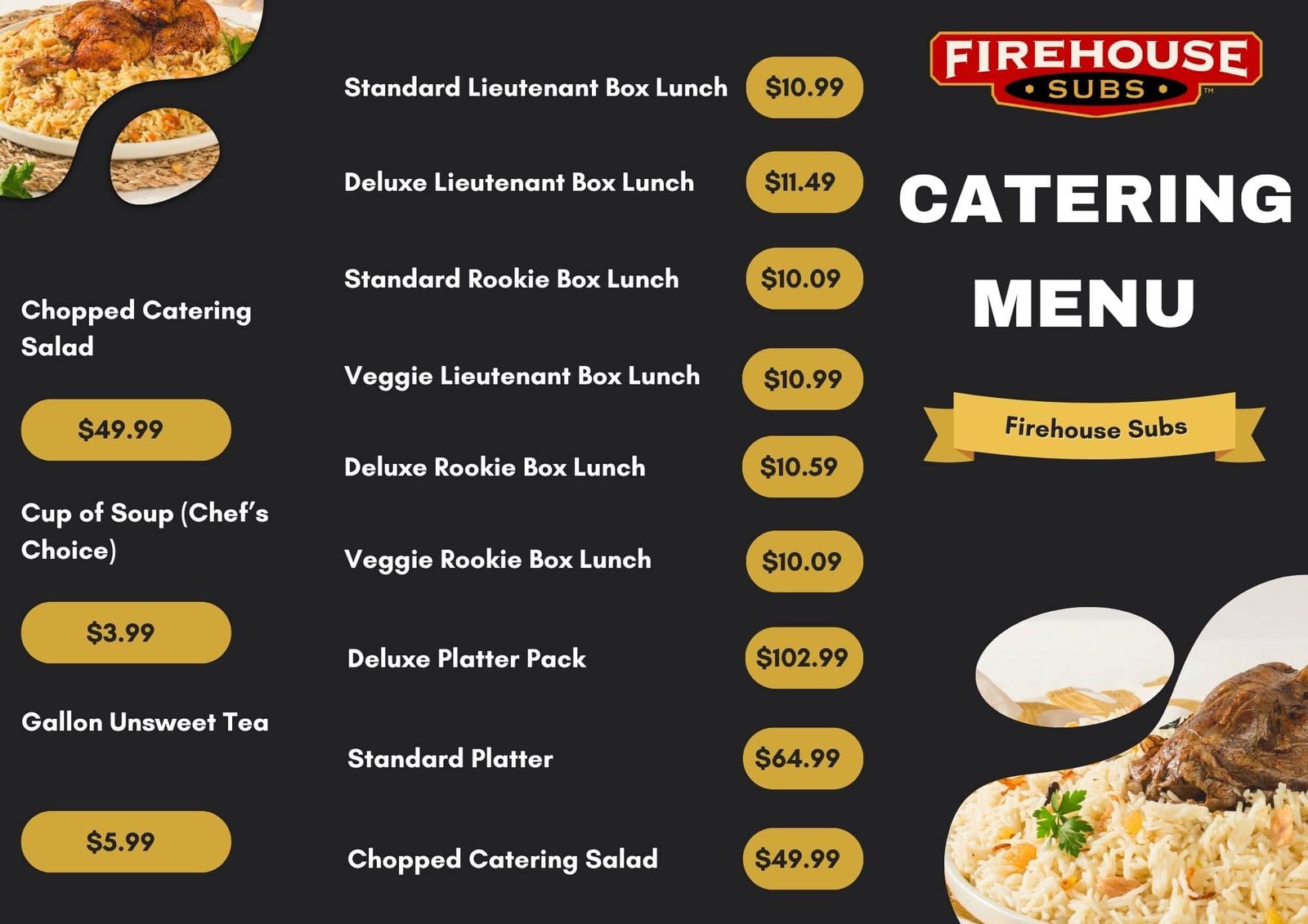Firehouse Subs Catering Menu